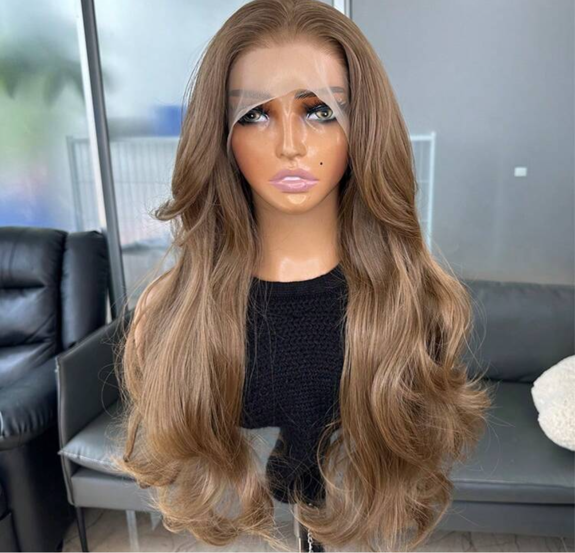 22” Long Wave Kanekalon brown hair | high quality human blend