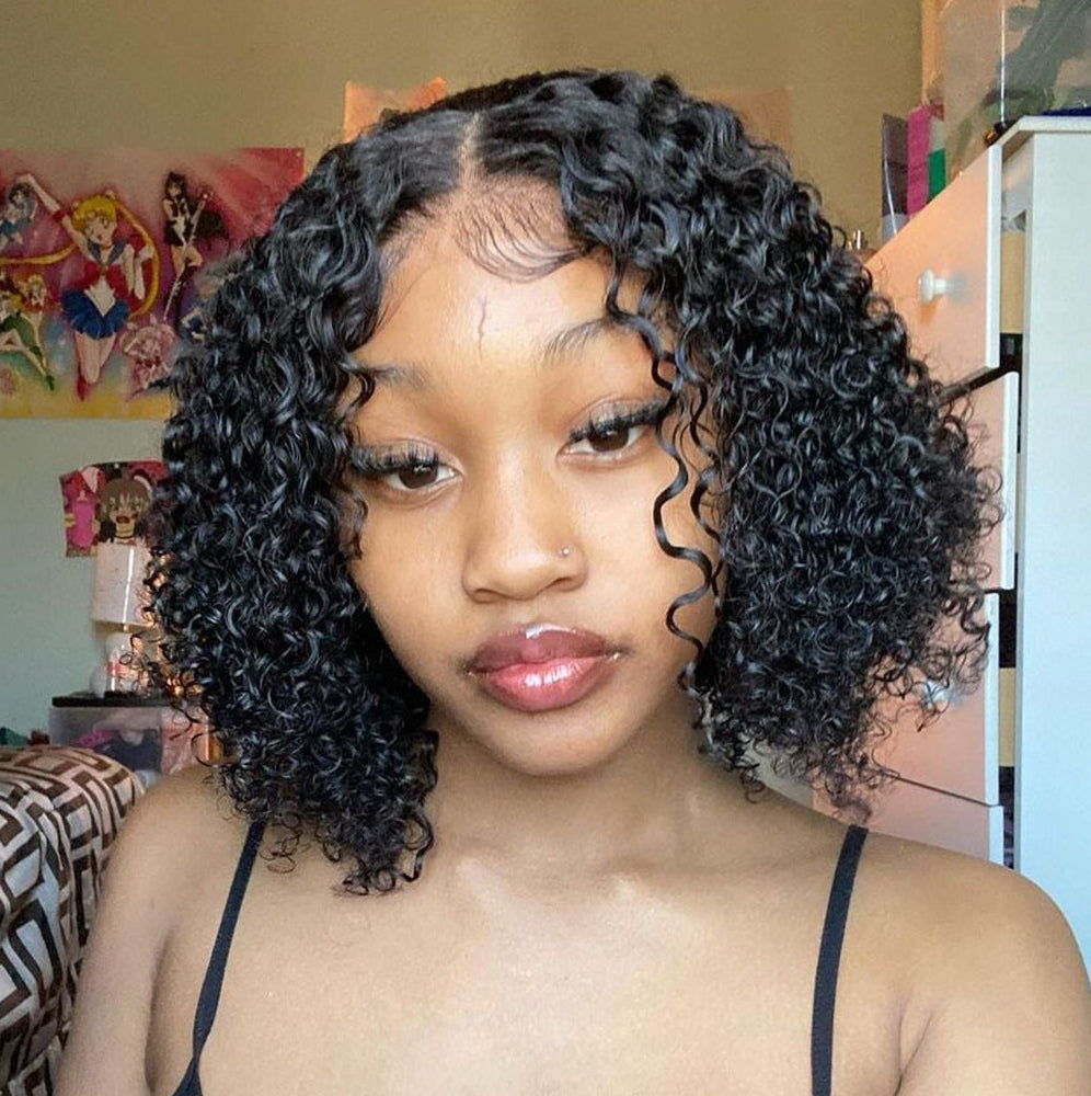 10” Brazilian Deep Wave Curly Bob Wig | 4x4 Glueless Closure