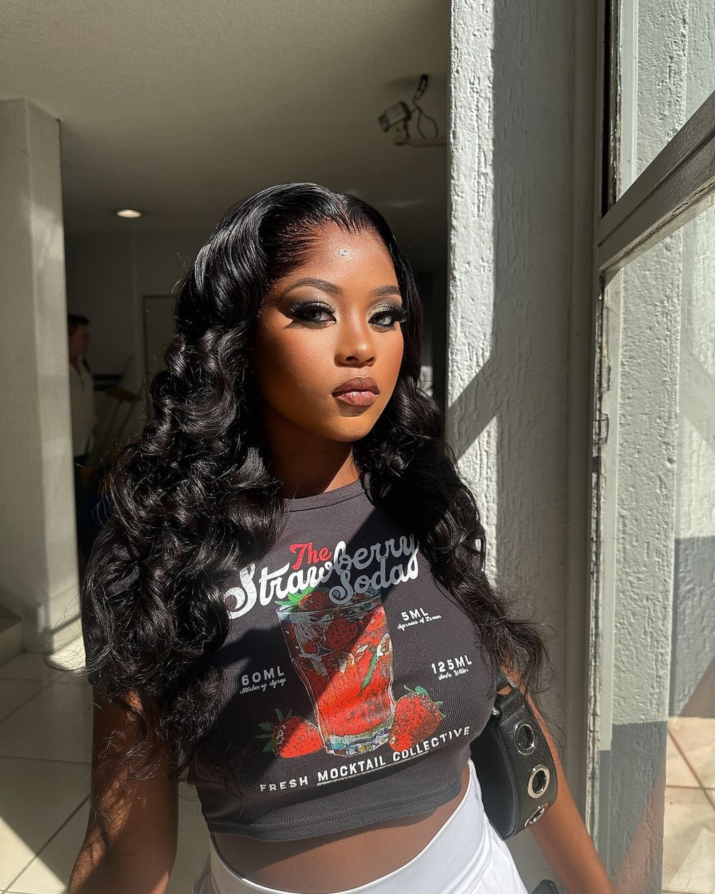 28” Black body wave wig | human blend